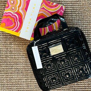 Brand New Trina Turk Glossy Black Travel Cosmetic Case Set of Four